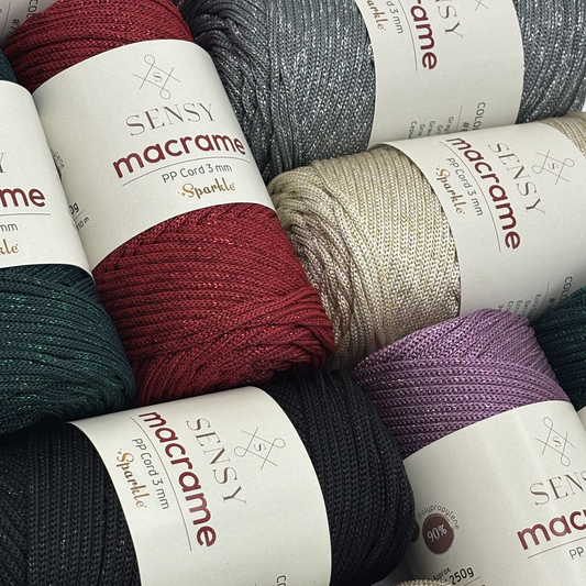 Sensy Premium 3mm Sparkle - 120 yards 90% Polypropylene / 10% Polyester Macrame Cord