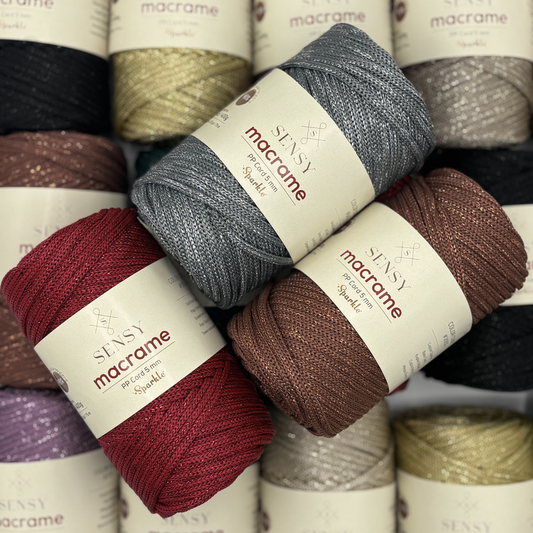 Sensy Premium 5mm Sparkle - 82 yards 90% Polypropylene / 10% Polyester Macrame Cord