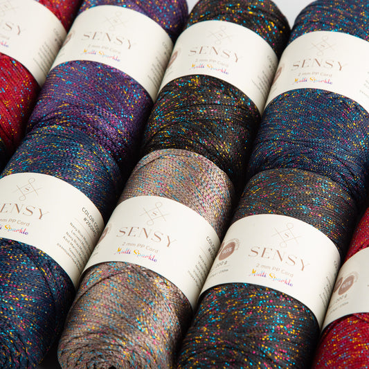 Sensy Premium 2mm Multi Sparkle - 251 yards 90% Polypropylene / 10% Polyester Macrame Cord