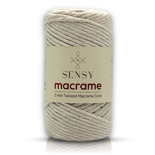 Sensy Premium 3mm - 93 Yards 100% Recycled Cotton Single Strand Macrame Cord