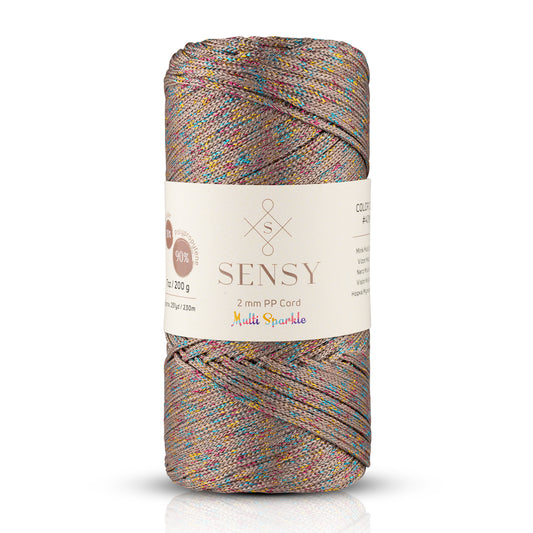 Sensy Premium 2mm Multi Sparkle - 251 yards 90% Polypropylene / 10% Polyester Macrame Cord
