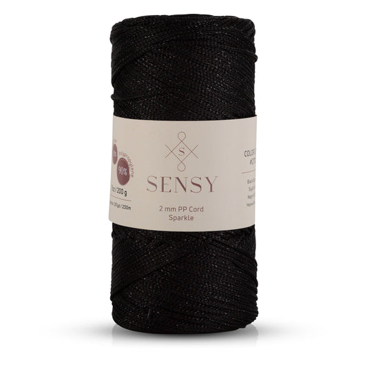 Sensy Premium 2mm Sparkle - 251 yards 90% Polypropylene / 10% Polyester Macrame Cord