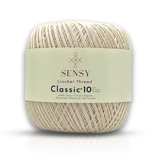 Sensy Crochet Thread Classic Size 10, 100% Mercerized Giza Cotton, 617 Yards, Gauge 0 Lace