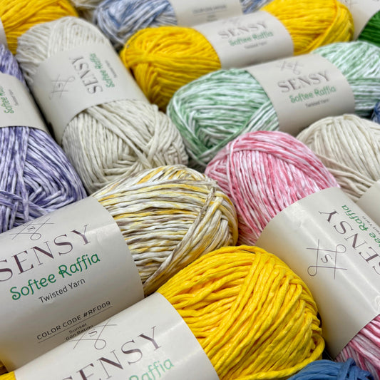Sensy Softee Raffia Twisted Yarn, 3.5 oz, 109 Yards, 100% Polyester, Gauge 4 Medium