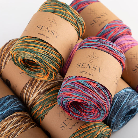 Sensy Premium 185 yards %100 Paper Multi-Color Raffia Yarn