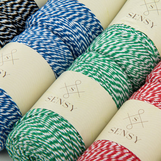 Sensy Premium 2mm - 240 yards %100 Cotton Striped Twine Packaging Yarn