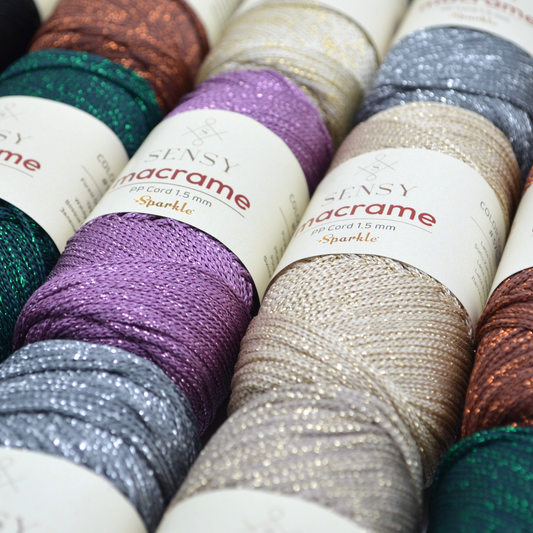 Sensy Premium 1.5mm Sparkle - 164 yards 90% Polypropylene / 10% Polyester Macrame Cord