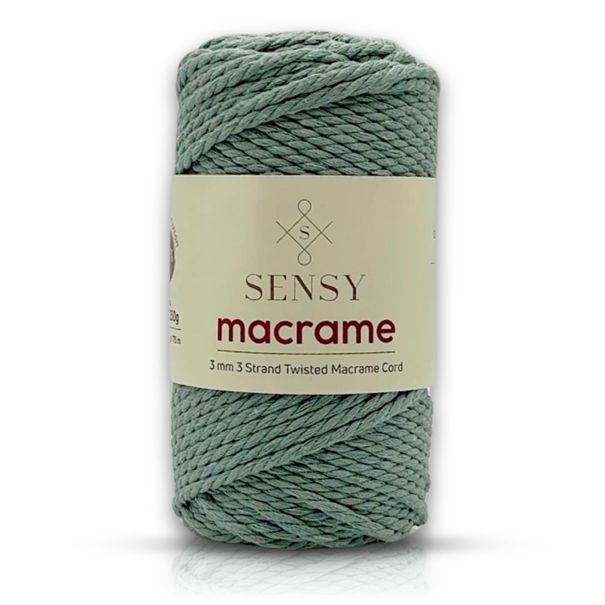 Sensy Premium 3mm - 82 yards 100% Cotton 3 Strand Twisted Macrame Cord