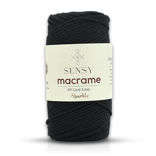 Sensy Premium 3mm Sparkle - 120 yards 90% Polypropylene / 10% Polyester Macrame Cord