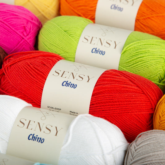 Sensy Chino Soft Cotton Yarn, 3.5 oz, 360 Yards, Gauge 2 Fine