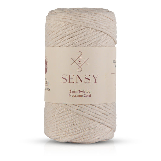 Sensy Premium 3mm - 109 Yards 100% Recycled Cotton Single Strand Macrame Cord