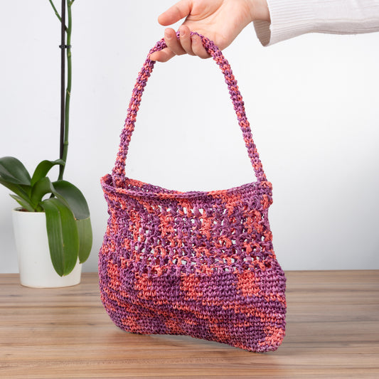 Pink Color Transition Square Hole Handbag Free Pattern