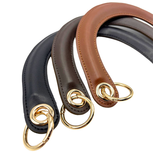 PU Leather C Model Bag Handle with Spring O Rings Clip (2 Pieces)