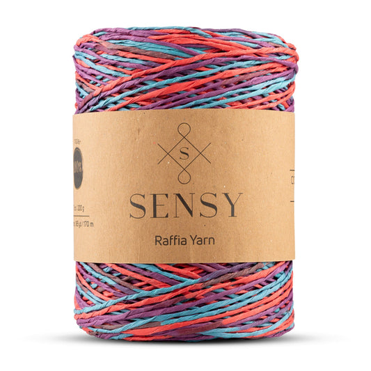 Sensy Premium 185 yards %100 Paper Multi-Color Raffia Yarn