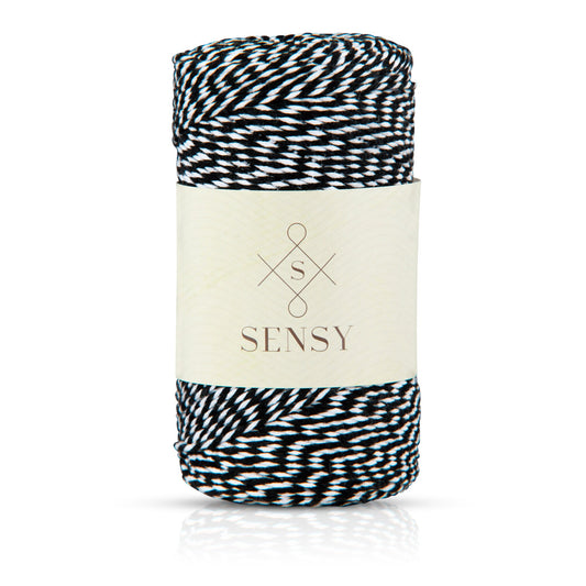 Sensy Premium 2mm - 240 yards %100 Cotton Striped Twine Packaging Yarn