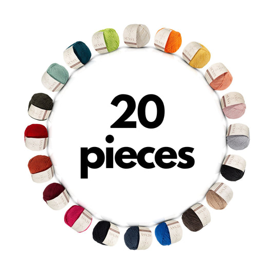 Sensy Premium 20 pieces 100% Soft Cotton Yarn for Amigurumi